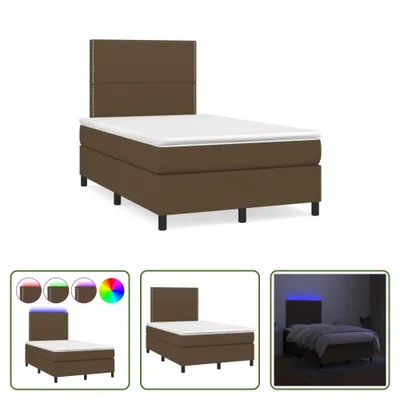 Produktbild von The Living Store Boxspringbett mit Matratze & LED Dunkelbraun 120x190 cm Stoff