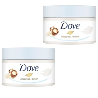 Produktbild von 2x225 ml Dove Dusch Peeling Macadamia & Reisdrink
