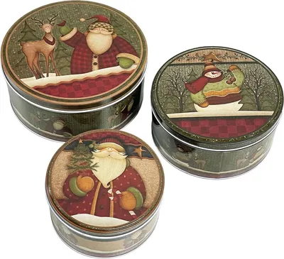 Produktbild von Weihnachtsdosen Metall Set 3-tlg. Weihnachten Keksdose nostalgisch Blechdosen Platzsparend Lebkuchen Plätzchen Aufbewahrung