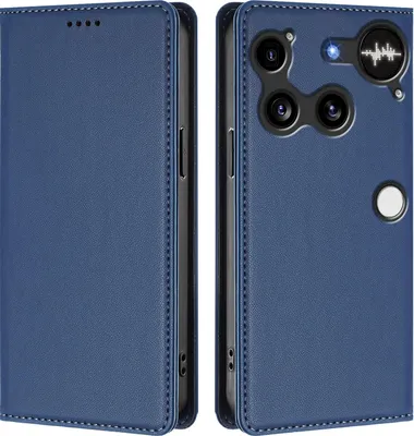 Produktbild von Handyhülle für Nothing Phone 3, Kunstleder Klapphülle Stoßfeste Magnetische Hülle mit Ständer Dunkelblau