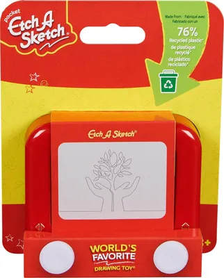 Produktbild von Etch A Sketch Pocket - das Original aus 76% recyceltem Kunststoff im Taschenformat, Magnetische Zeichentafel für Kinder, 3 Jahr(e), Kunststoff, Rot