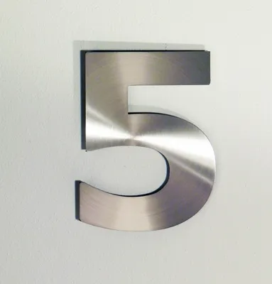 Produktbild von Hausnummer "5", FÜNF, Edelstahl matt gebürstet