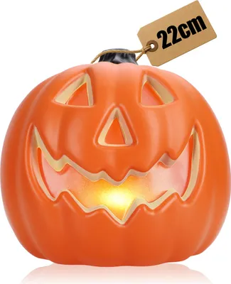 Obrázok produktu pre com-four® XL tekvica s LED osvetlením a 6-hodinovým časovačom – halloweenská tekvica