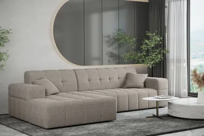 Produktbild von Ecksofa Designersofa NANCY in Stoff Neve Macchiato Ottomane Links