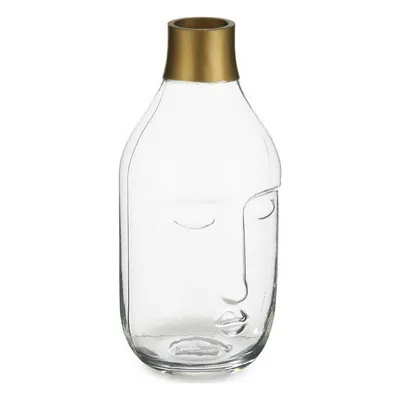 Produktbild von Giftdecor Blumenvase Crystal Face - Luxus-Dekoglas - klar transparent - 11 x 24 cm - Goldaufsatz