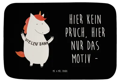 Produktbild von Mr. & Mrs. Panda Badvorleger Einhorn Dankeschön - Schwarz - Geschenk, Unicorn, Badezimmer Matte, Danke, Badezimmerteppich, Duschvorleger, duschmatte, Danksagung