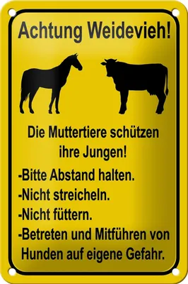 Produktbild von Blechschild Hinweis 12x18cm Achtung Weidevieh nicht füttern