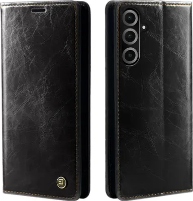 Produktbild von Handyhülle für Samsung Galaxy A26 5G Kunstleder Flip Vintage Cover Hülle RFID Schutz Case Kartenfach Farbe: Schwarz
