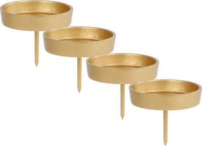 Produktbild von Aluminium Pick Kerzentülle im 4er Set für Stumpenkerzen bis Ø 9 cm - Farbe: gold (groß)