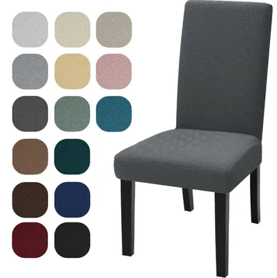 Produktbild von Stuhlhussen, 6er-Set, elastische Stuhlhussen, Sesselhussen, universelle Stuhlhussen, waschbar und abnehmbar, dekorative Stuhlhussen für Zuhause, Bankett/Büro, Hochzeitsdekoration, grau