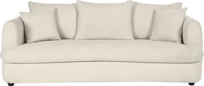 Produktbild von Miliboo - Schlafsofa 3-4 Sitzer in hellbeigem Stoff mit Samteffekt und abziehbarem Bezug SACHA