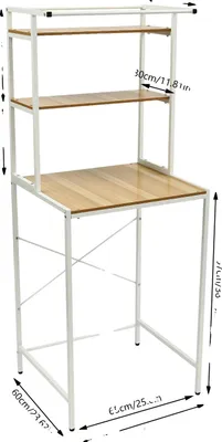 Image de Étagère de stockage, organisateur de salle de bain à 3 niveaux, design durable, panneau de bois jaune