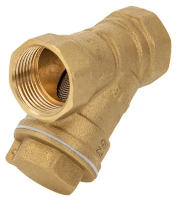 Produktbild von tecuro Schrägsitz-Schmutzfänger G 1/2 Zoll (DN 15) mit Edelstahlsieb 0,5 mm Maschenweite, Messing