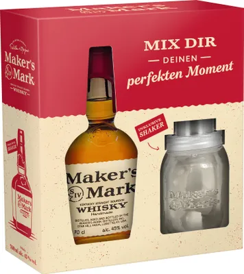 Produktbild von Maker's Mark Kentucky Straight Bourbon Whiskey | alc. 45% vol. | 0,7L | Geschenkset mit Shaker Glas