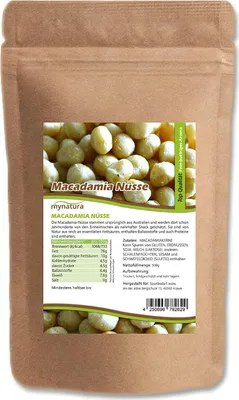 Produktbild von Mynatura Macadamia-Kerne - ab 500g Beutel - 1 Beutel