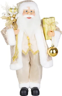 Imagen del producto de Figura decorativa MagicHome Navidad, Papá Noel con regalo, textil, 16x26x41 cm