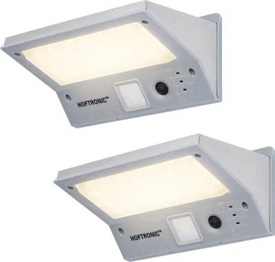 Produktbild von hoftronic LED Solar Wandleuchte 2W 21 LEDs 3000K IP65 Grau mit Sensor