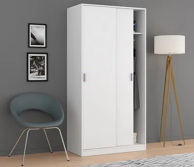 Produktbild von Schwebetürenschrank >MAX< in Weiß - 100x200x50 (BxHxT)