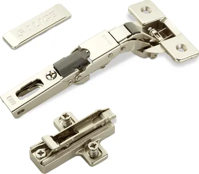 Produktbild von 2 x Salice Universalscharniere 110° Bohrbild T45 für abgerundete, überfälzte und profilierte Türen mit Kreuz-Montageplatte Höhe 6 mm Exzenterverstellung, Scharnierarmabdeckung