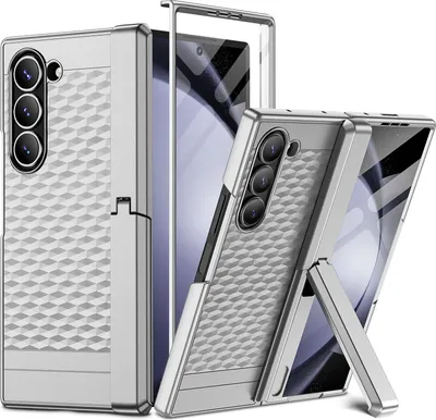 Immagine prodotto di Custodia per Samsung Galaxy Z Fold 6 Custodia militare con protezione dello schermo, protezione della cerniera e supporto Argento