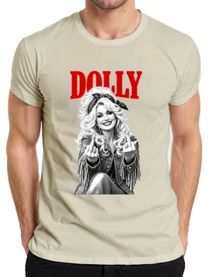 Obrázok produktu pre Tričko s potlačou Dolly Parton, country, rockabilly, retro, s motívom speváčky, pánske, prírodná farba, veľkosť L