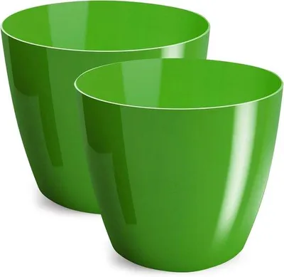 Produktbild von Blumentopf 16 cm - glänzende Kunststoff-Pflanzenpflanze - 2er Set - ideal für Innen- und Außenpflanzen - Vemera