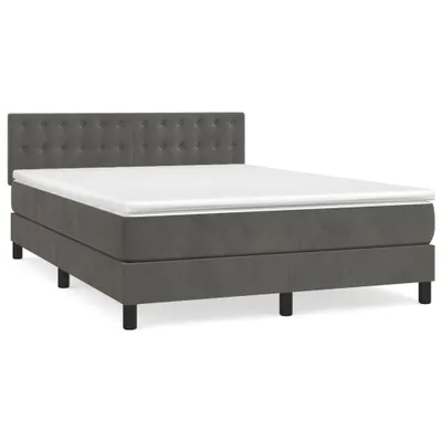 Obrázek produktu pro vidaXL Postel Boxspring s matrací Dark Grey 140x190 cm Velvet