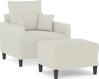Produktbild von vidaXL Sessel mit Hocker Creme 60 cm Samt