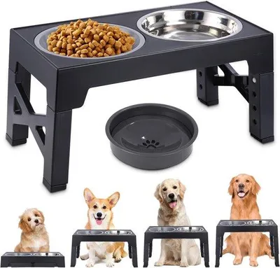 Produktbild von Famanu Erhöhte Hundenäpfe für große Hunde - 4 Höhen einstellbar, mit rutschfestem Halter
