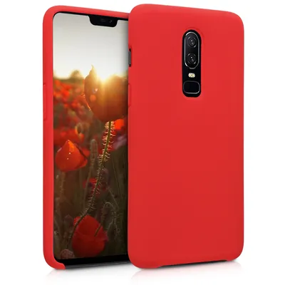 Produktbild von kwmobile Hülle kompatibel mit OnePlus 6 Hülle - Silikon Handy Case - Handyhülle weiche Oberfläche - kabelloses Laden - Rot