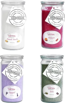 Produktbild von Candle Factory Kerzen-Set Lieblingsdüfte 4x Mini Jumbo Duftkerze Dekokerze