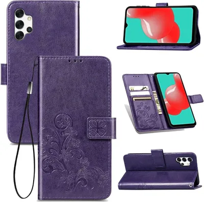 Produktbild von König Design Hülle kompatibel mit Samsung Galaxy A32 5G Kunstleder Handyhülle - Handy Case Violett
