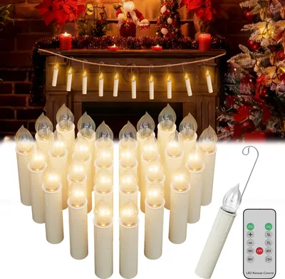 Produktbild von XINZI LED-Kerzen, Fernbedienung & Timer 4-12h, Warmweiß 2200K, Haken, 30er Set, Ideal für Hochzeit, Party & Weihnachtsdeko