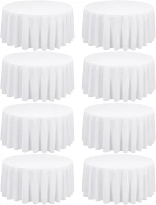 Produktbild von Runder Tischdecke 90 Zoll, 8 Stücke, Polyester, weiß, für Partys