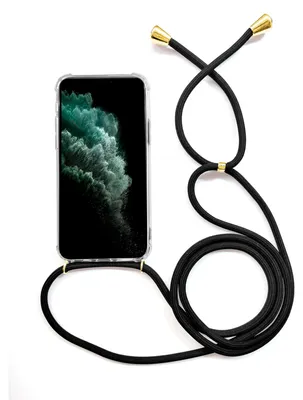 Immagine prodotto di Custodia per cellulare con tracolla a catena/cordoncino / Custodia a tracolla per diversi modelli di iPhone, tra cui iPhone 11, disponibile nei colori nero e oro