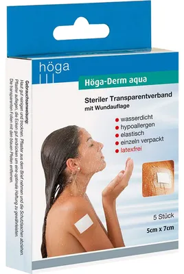 Produktbild von Höga-Derm aqua Steriler Transparentverband mit Wundauflage 5 cm x 7 cm, 5 St. Pflaster