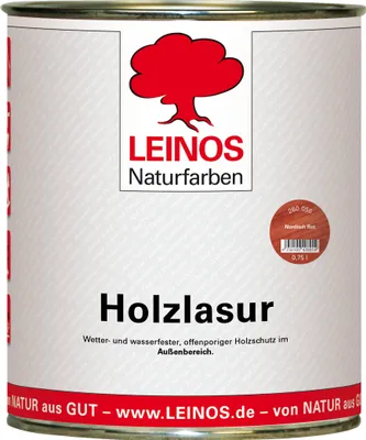 Produktbild von Wetterfeste Holzlasur für Außen 056 Nordisch Rot 0,75 Liter - offenporiger Holzschutz mit Filmschutz gegen Pilzbefall - für Fenster, Türen, Zäune & Pergolen - wasserabweisend, lasierend