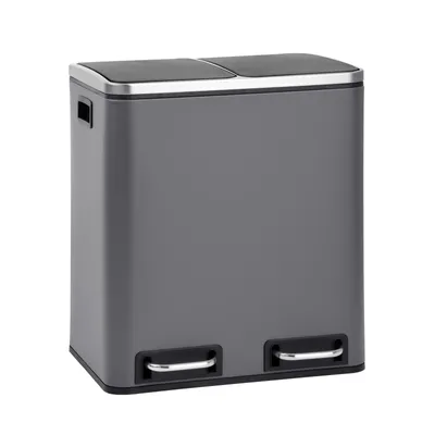 Image de SVITA TM2X15 Poubelle à pédale 30 litres 2x15L gris Poubelle tri sélectif acier