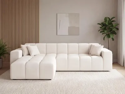 Produktbild von GrainGold Ecksofa L-Form Loopo Links - Moderne Ecksofa, Wohnzimmer Sofa - Eckcouch Creme (Komodo 10)