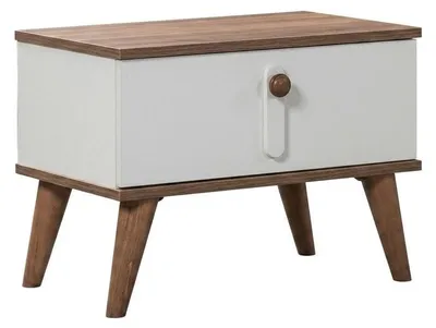 Image de Élégantes tables de chevet blanches, lot de 2, en bois, pour chambre à coucher