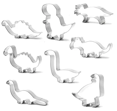 Produktbild von 8-teiliges Dinosaurier-Ausstechformen-Set – Edelstahl – Für Kekse, Gebäck, Fondant und Tortendekoration – Für Kinder