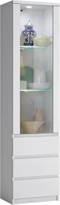 Produktbild von Vitrine mit LED Beleuchtung in weiß FORTALEZA-129, B/H/T ca. 50,1/200/40 cm