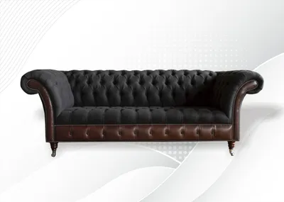 Produktbild von Chesterfield Schwarz Wohnzimmer Stoff Design Couchen Polster Sofa Neu Ledersofa