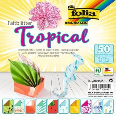 Zdjęcie produktu dla folia 470/1515 folia Faltblätter-Set "Tropical", 150 x 150 mm, 50 Blatt