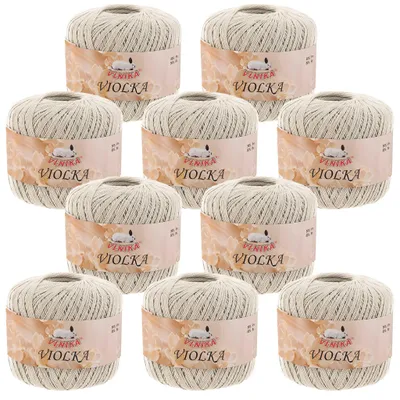 Produktbild von 10 x 50g Vlnika Violka Häkelgarn recycelte Baumwolle Klassikgarn Filetgarn uni