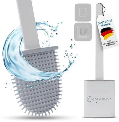 Produktbild von Silikon-Toilettenbürste, flexibel, schwarz/weiß/grau, Bad