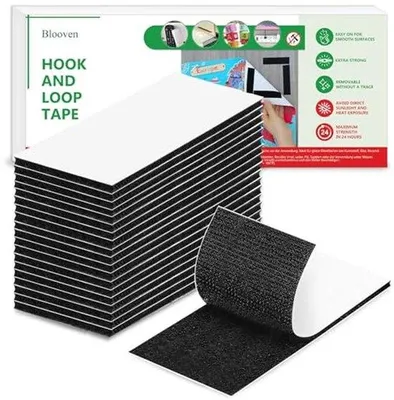 Produktbild von Famanu Klettband Set - Doppelseitig und Extra Stark (Schwarz, 20 Stück)