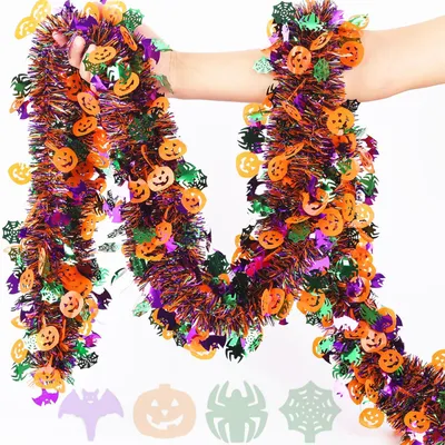 Productafbeelding van Lametta-slingers - Met spinnenmotief - Halloween-decoratie - Groen