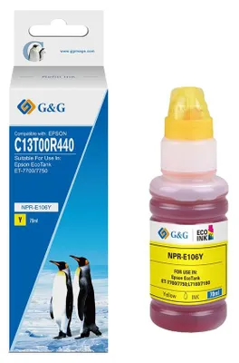 Produktbild von G&G Kompatibel mit Epson 106/ C13T00R440 EcoTank Tinte, Kompatibel, Gelb, Epson, 105 / 106 Ecotank Tinte EcoTank ET7700 EcoTank ET7750, 5000 Seiten, 70 ml