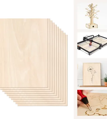 Obrázok produktu pre Clanmacy 10 x A3/A4 drevený list | 420 x 300 x 3 mm | Tenké preglejkové polotovary | Ideálny list na frotáž, pyrografiu, rezanie laserom, ažurovanie, CNC frézovanie